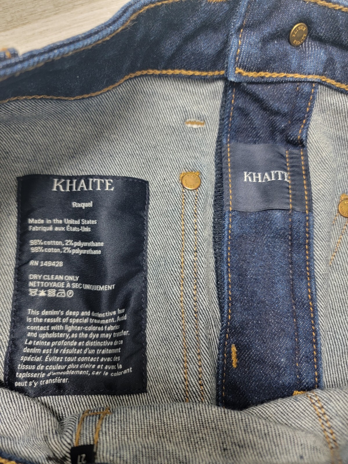 KHAITE Womens 27 Raquel Patch Pocket Cropped Flare Jeans High Rise 