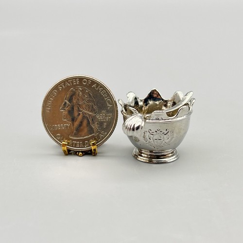 Lot E KUPJACK Artisan STERLING SILVER Monteith Bowl 329 Ladle 330 MINI DOLLHOUSE - Picture 2 of 22
