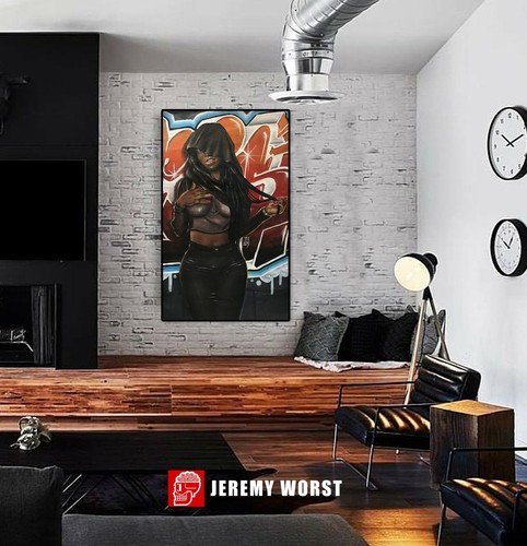 Jeremy Worst Hero Withen Sexy African American Super Art Black Love Canvas 30x18 - Picture 8 of 8