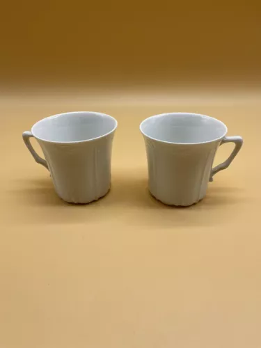 Tirschenreuth Baronesse White Set Of 2 Cups -EUC