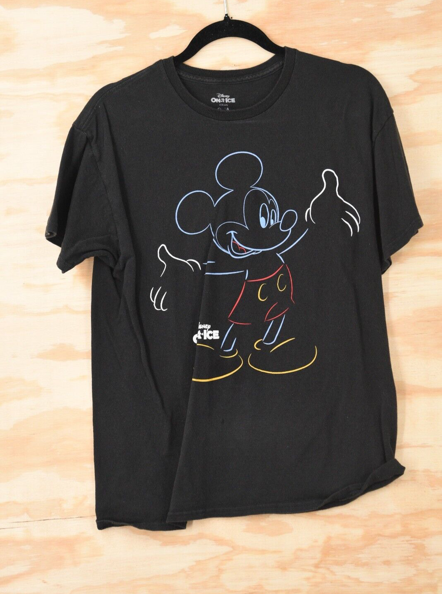 Disney On Ice Mickey Colorful Outline Black T-Shirt Adult Medium