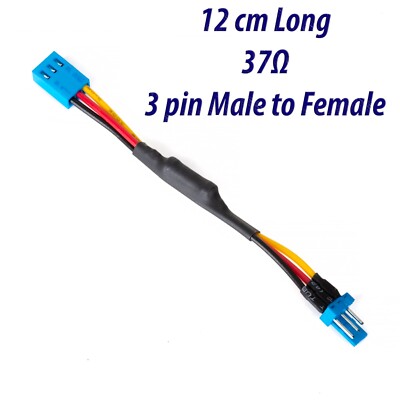 3 Pin PC Lüfter Geschwindigkeit reduzieren Rauschen Verlängerung Widerstand Kabel Stecker auf Buchse, 37 Ohm