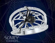 New Spider Web Black Widow Silver Mens Womens Ring