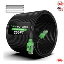 200FT Cat6 Outdoor Ethernet Cable, In-Ground, Heavy Duty Direct Burial 24AWG CCA