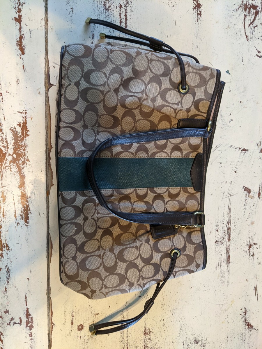 Coach (F28501) Signature Stripe Drawstring Carryall | eBay