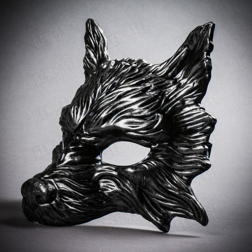 Wild Wolf Animal Full Face Masquerad Halloween Party Men Women Mask Black Silver - Picture 2 of 3