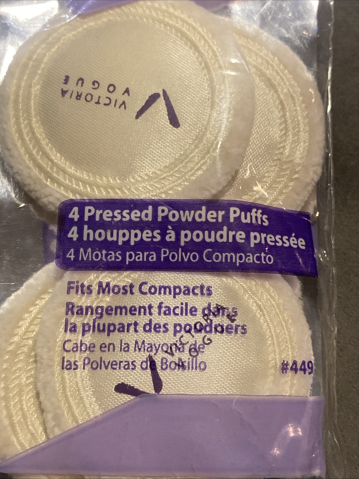 Victoria Vogue, Round Puff Pressed Powder Puffs For Compacts 2 Inch 4 Pack NEW