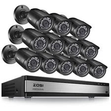 ZOSI 16CH H.265+ DVR 5mp lite Home Outdoor Surveillance Security Camera System