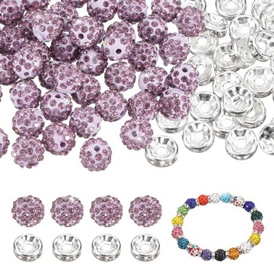 200 Stück 10 mm Strass & Abstandsperlen zum Erstellen von x, hellviolett