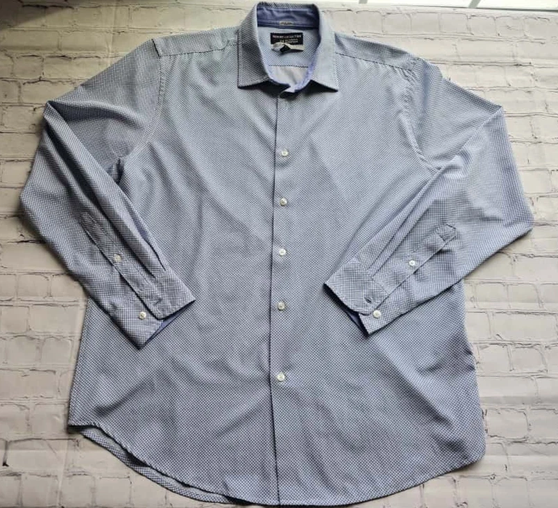 Camisa de vestir Report Collection X4 Performance elástica para hombre XL 17 34/35 Blue Geom Foto 2 de 4