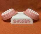 VTG Pyrex Pink Gooseberries #0503/#471/# 471 Dish Lot Of 3 No Lids