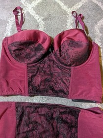 Kiss Me Deadly 2 Piece Lingerie Set - Longline Open-bottom Girdle &Longline Bra