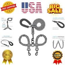 Dual Dog Leash - 360  Swivel, No Tangle Walking Leash with Shock Absorbing Bu...