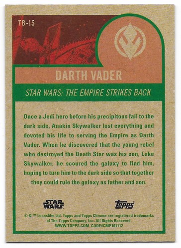 2025 Topps Chrome Star Wars Tribute to 75 Darth Vader #53/75 (TB-15) - Picture 2 of 2