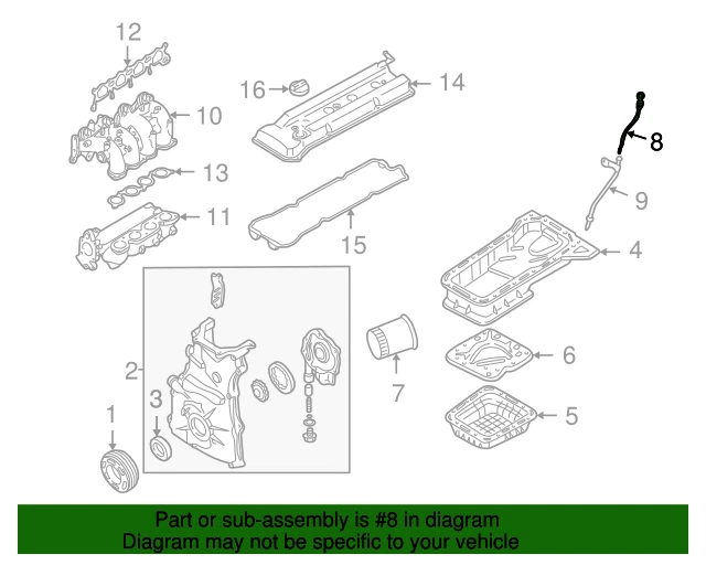 Medidor de nivel de varilla de medición de aceite de motor genuino Nissan Altima (2001-2006) OE 111403Z000 Foto 2 de 4