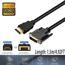 New HDMI to DVI-D 24 1 Pin Monitor Display Adapter Cable Male/Male HD HDTV 5 FT