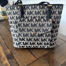 MICHAEL KORS JET SET MK Signature Black Jacquard  Tote Bag Never Used