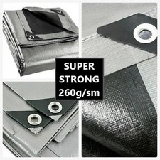260 g/sm Silver Super Strong Tarpaulin - Waterproof Tarp Heavy Duty Sheet - HQ