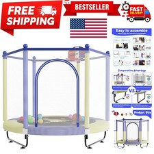 Heavy-Duty 60" Indoor  Outdoor Trampoline with Enclosure for Ages 3-8