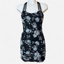 Vtg Y2K Small Mini Dress Distressed Floral Strappy Made In UK - Miss Island