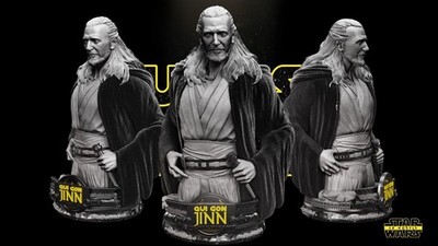 Qui Gon Jinn Star Wars Motto 3D Büste Skulptur von sw3d