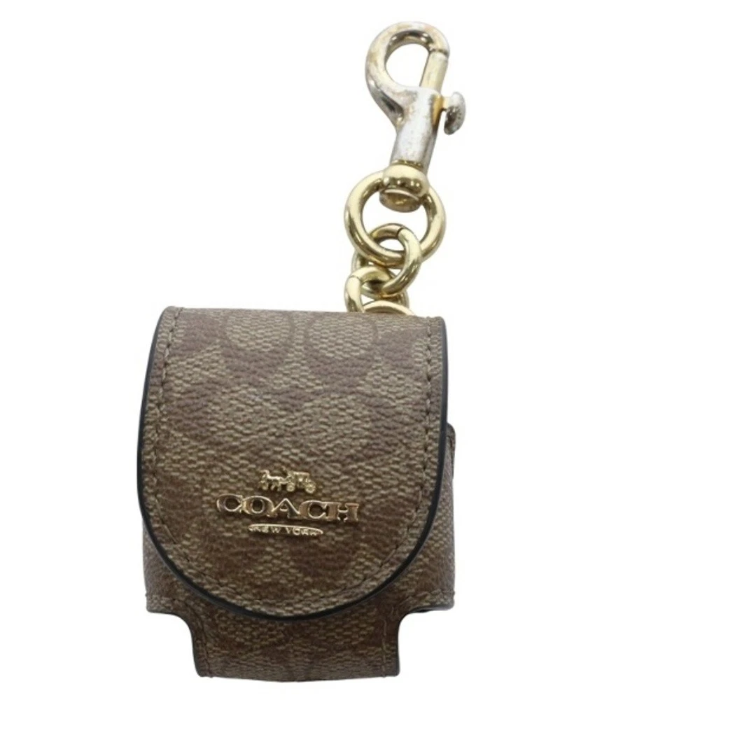 Coach Custodia Auricolare Wireless AirPods Portachiavi Borsa Charm Firma Rivestita Usata d2