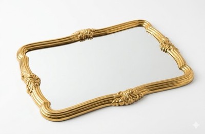 Vintage Homco Gold Ornate Wall Mirror Vanity Tray Hollywood Regency 23x14