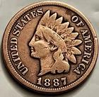 1887 Indian Head Cent Low Mintage Solid Portrait Strong Reverse 45M BN917
