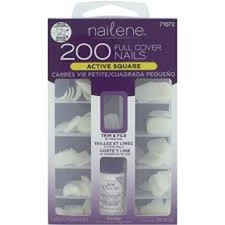 Fing'rs Nailene Full Cover Nails,ACTIVE SQUARE  200 PACK--NO GLUE BOX WORN--N41