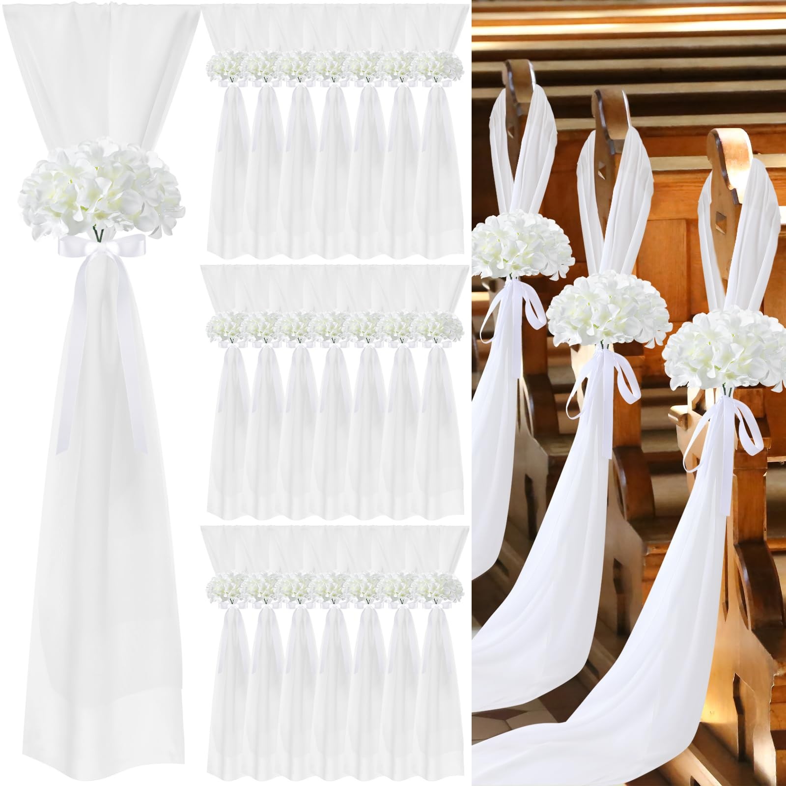 Decorations For Wedding Ceremony Pew Decor Chiffon...