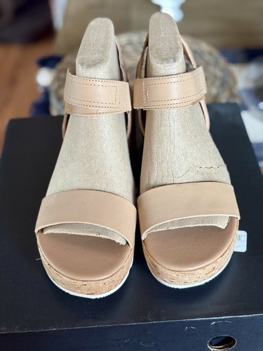 Sorel Women's Cameron Flatform Wedge Sandals in Honest Beige sz 8.5 NWB