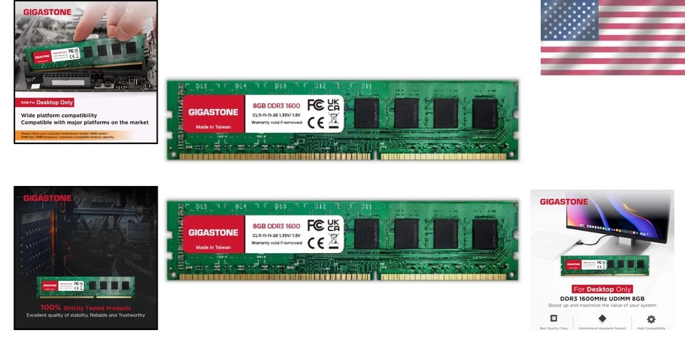 16GB DDR3 RAM Kit 1600MHz Desktop Memory Upgrade - Image 2 of 4