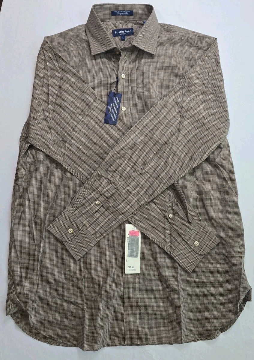 austin reed dress shirt Austin Reed London Mens XXL Blue Check Dress Shirt Long Sleeve Button Up