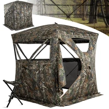 Hunting Blind 270° See Through with Chair, Low-Noise 2-3 Person Pop Up Deer B...