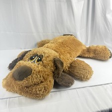Dan Dee Dog 23" Plush Laying Puppy Stuffed Animal Brown Sewn Eyes Soft Floppy