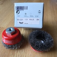 2 x OSBORN 60mm gecrimpte Stahldraht Topfb&uuml;rste M10 x 1,5.  0,30. 12500 U/min