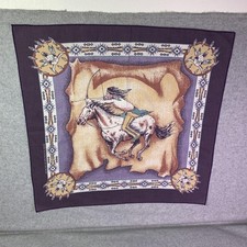 VTG Western Cowboy Horse Bandana Scarf Mens OS 21x21 Brown Native Print Made USA