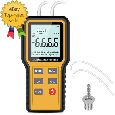 Manometer Professional Air Pressure Meter Dual-Port Digital Manometer Gas