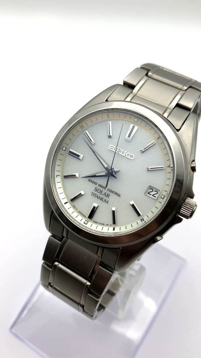 SEIKO Radio Solar Titanium 7B52-0AK0 Men's Watch Quartz