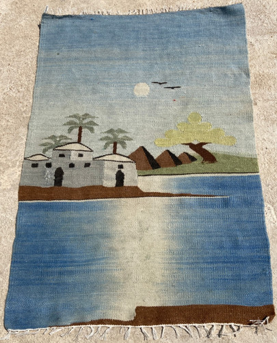 Vintage Traditional Handmade Beautiful Tunisian Kilim Floor Rug Carpet 100x69 cm