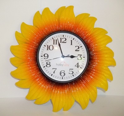 HOBYLUBY 13'' Outdoor Wall Clock, Sunflower Clock Silent Non-Ticking, Waterproof