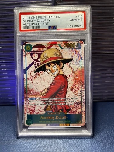 2025 ONE PIECE MONKEY D LUFFY OP13-118 CARRYING ON HIS WILL SEC ALT ART PSA 10