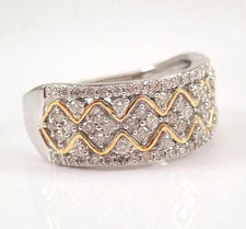 Round Cut Simulated Diamond Cluster Engagement Ring 14k Two-Tone Gold Finish