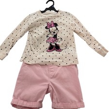 Joe Fresh Minnie Mouse Top & Levis Rosa Novia Midi Pantalones Cortos Conjunto Niñas 4-6