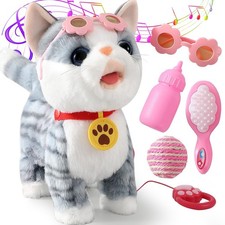 Gray Walking Cat Set Robot Cat Toy for Kid Girl Kitty Toys for Girl Boy Inter...