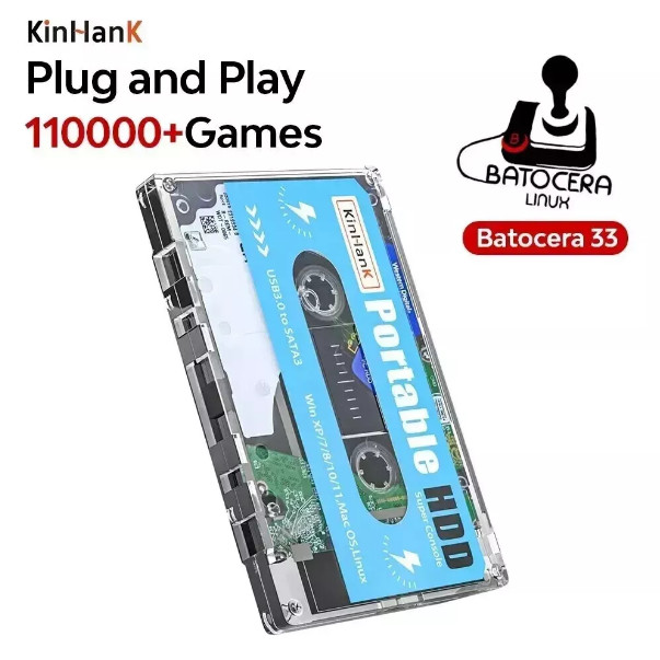 KINHANK Super Console 500GB Gaming HDD 110K+ Retro Games 70 + Emulators