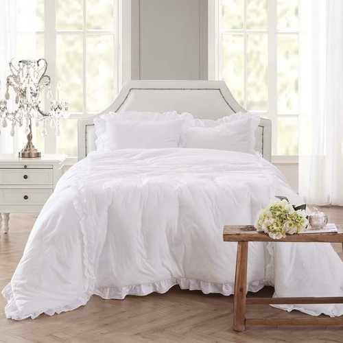 Shabby Chic White Ruffle Comforter set 