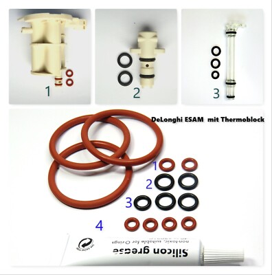 Delonghi O-Ring Dichtung SET Brühgruppe Brühkolben mit Thermoblock ESAM AEG Fett