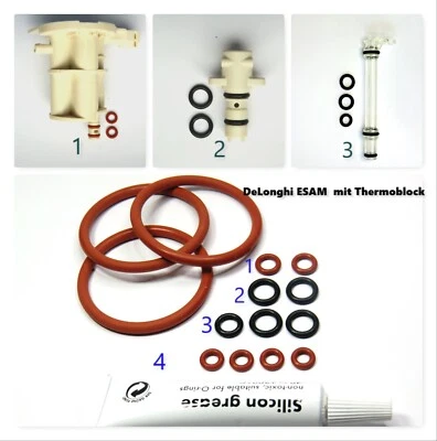 DE'LONGHI Delonghi O-Ring Dichtung SET Brühgruppe Brühkolben mit Thermoblock ESAM AEG Fett