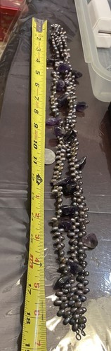 Necklace Amethyst Black Fresh Water Pearls Cluster Beautiful!! - Picture 17 of 18